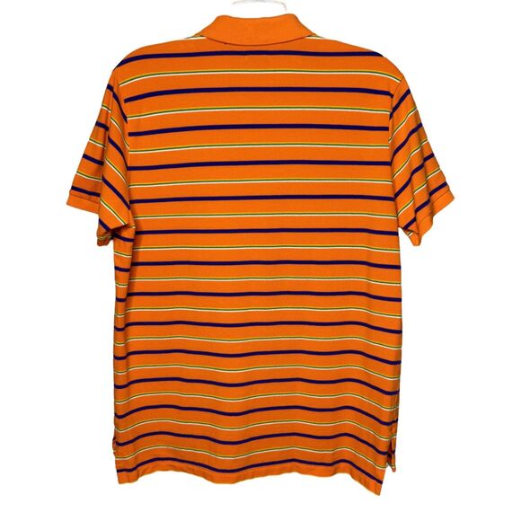 Polo Ralph Lauren Shirt Mens XL Orange Navy Stripe Polo Embroidered‎ Pony Logo - Picture 2 of 5